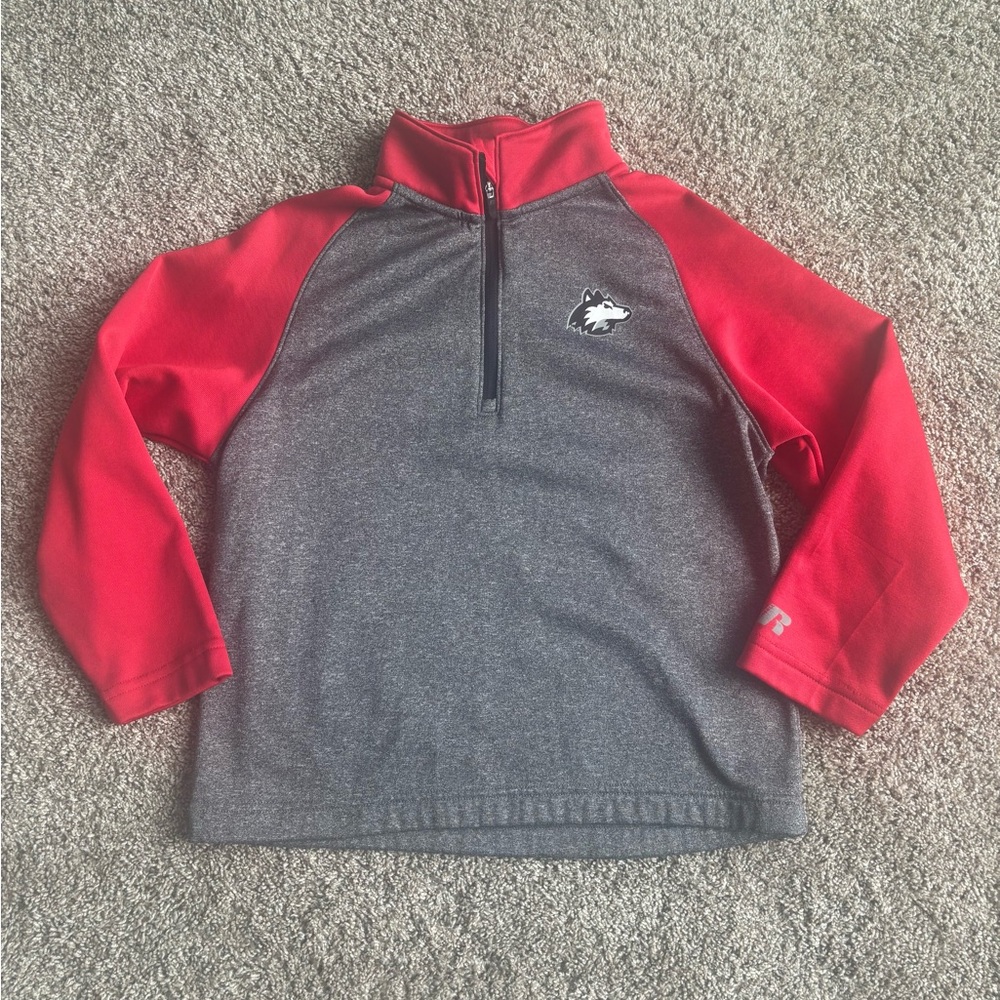 NIU Kids Gray and Red Quarter-Zip Shirt